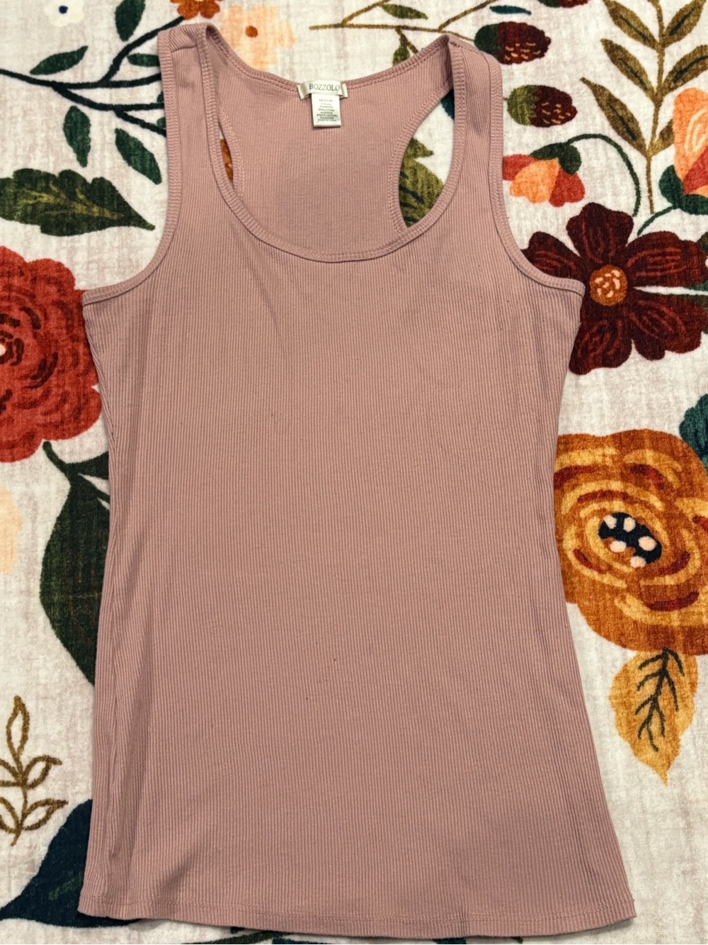 Bozzolo Dusty Rose Ribbed Racerback Tank Top - Picture 1 of 3